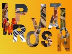 Durch die Buchstaben des Wortes Improvisation sind Musikinstrumente zu erkennen.